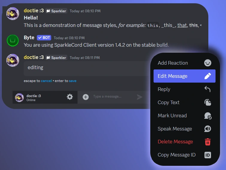 SparkleCord Demo Image